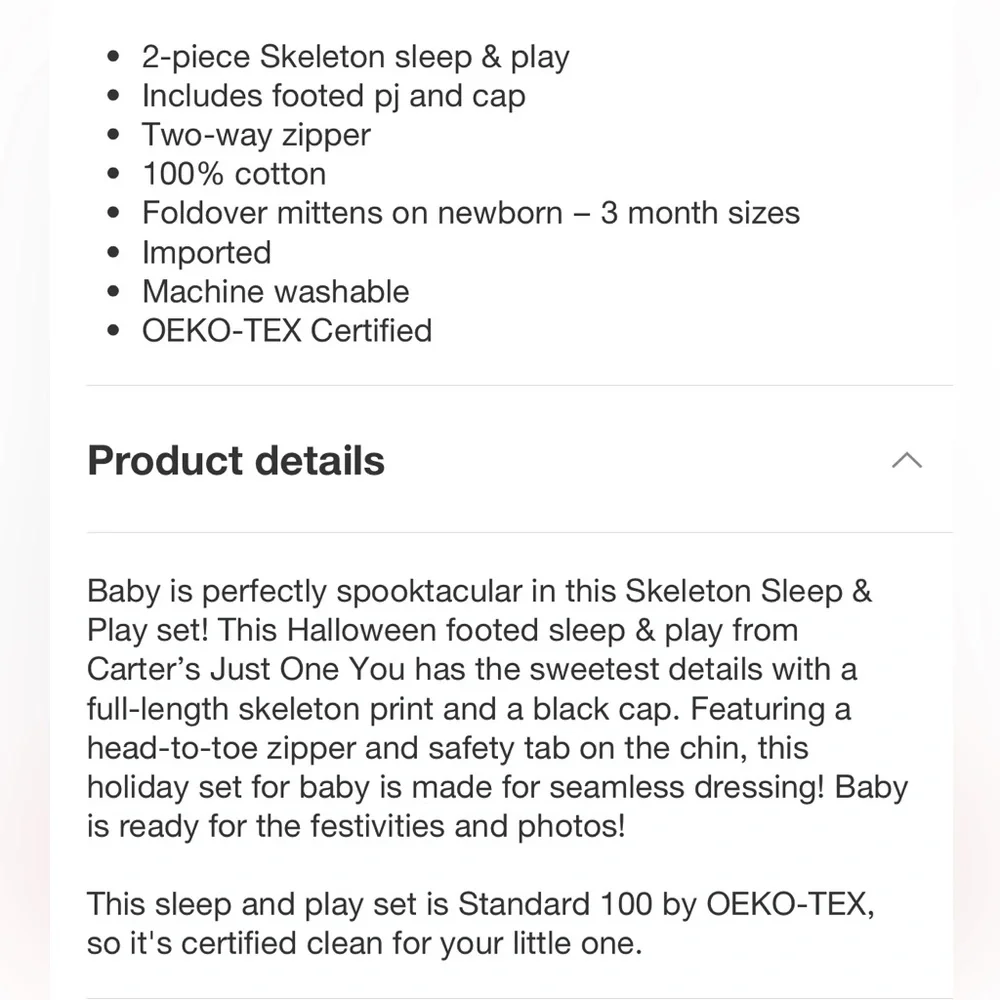 Carters Just One You Newborn Halloween Skeleton Candy Sleep N Play